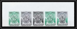 90268a Monaco Essai Proof Non Dentelé Imperf ** MNH N°1368 Eglise (church) Saint Charles Croix Cross Bande 5 Strip - Unused Stamps