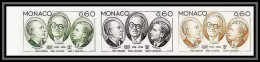 90248a N°1048 Ecrivains Writers Dorgeles Achard Bauer Bande 3 Strip Monaco Essai Proof Non Dentelé Imperf ** MNH  - Writers