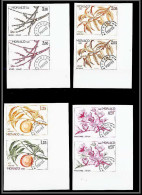 90229 Monaco Essai Proof Non Dentelé Imperf ** MNH N°74/77 Le Pêcher (peach Tree) Fleurs Flowers Paires - Préoblitérés