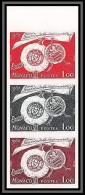 90206b Monaco N°578 Souveraineté Sceau Seal Essai Proof Non Dentelé Imperf ** MNH Bande 3 Strip - Unused Stamps