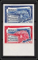 90211b Monaco N°659 Television Tv Telecom 1965 Essai Proof Non Dentelé Imperf ** MNH 2 Couleurs Multicolore - Ongebruikt