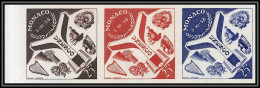 90197d Monaco N°511 PALAIS UNESCO éducation Enfant Child Essai (proof) Non Dentelé ** MNH Imperf Bande 3 Strip - Unused Stamps