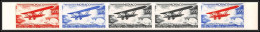 90179a Monaco N°649 Biplan Breguet 19 1930 Avion Essai (proof) Non Dentelé Imperf ** MNH Strip 5 Aviation - Poste Aérienne
