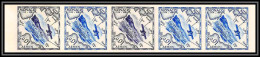 90174a Monaco N°637 Aviation 1er Rallye Aerien 1964 Avion Plane Essai (proof) Non Dentelé Imperf ** MNH Bande 5 - Flugzeuge