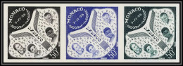 90196b Monaco MNH N°512 PALAIS UNESCO éducation Enfants Bande De 3 Essai (proof) Non Dentelé Imperf ** Enfant Child - Unused Stamps