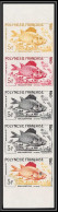 91632 Polynesie (Polynesia) N° 18 Poisson Fish Poisson Holocentrus Essai Proof Non Dentelé Imperf ** MNH Bande 5 Strip - Vissen