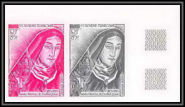 91623a Polynesie N° 71 Sainte Therese Enfant Jesus Tableau Painting Essai Proof Non Dentelé Imperf ** MNH Paire - Ungebraucht