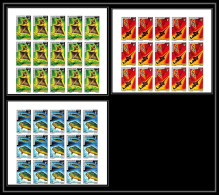 91609c Afars Et Issas N° 372/374 Poissons (Fish Poisson Fishes) X 15 Feuille Sheet NON DENTELE ** Imperf - Unused Stamps