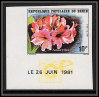 91151 Bénin N° 524 Amaryllis Fleur Flower Coin Daté Non Dentelé Imperf ** MNH  - Sonstige & Ohne Zuordnung