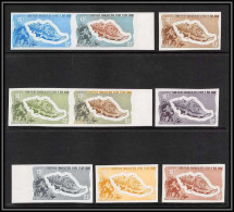 91155b Afars Et Issas N° 394 Coquillage Shell Ranella Spinosa Lot De 9 Essai Proof Non Dentelé Imperf ** MNH Shells - Neufs