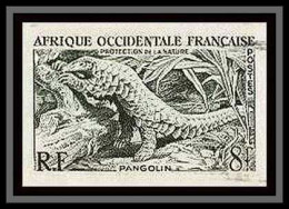 90980d Afrique Occidentale AOF Scott 63 N°52 Pangolin Anteater Couleurs Essai (proof) Non Dentelé Imperf ** MNH  - Unused Stamps