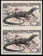 90977b Afrique équatoriale AEF N° 231 Mi 296 Varan Varanus Dragon Essai Proof Non Dentelé Imperf ** MNH Gris Paire - Unused Stamps