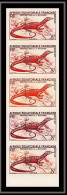 90973 Afrique équatoriale AEF N° 231 Mi 296 Varan Varanus Dragon Essai Proof Non Dentelé Imperf ** MNH Bande 5 Strip - Unused Stamps