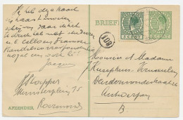 Briefkaart G. 216 / Bijfrankering Roermond - Belgie 1926 - Postwaardestukken