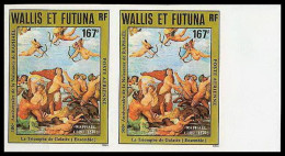 90881d Wallis Et Futuna PA N°129 Tableau Painting Raphael Le Triomphe De Galatee Non Dentelé Imperf** MNH Paire - Religious