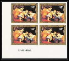 90877a Wallis Et Futuna Et Futuna N° 107 Lotto Virgin And Child Tableau Painting Bloc 4 Daté Non Dentelé Imperf ** MNH - Imperforates, Proofs & Errors