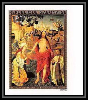90868d Gabon N° 161 Tableau Painting Paques Easter 1975 Christ Non Dentelé Imperf ** MNH Ecole Bourguigonne - Pasen
