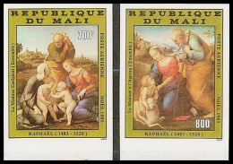 90832 Mali Non Dentelé Imperforate ** MNH - N° 480/481 Noel Christmas Raphael Tableau Painting Raphael - Religie