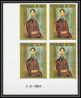 90830 Mali N° 482 MODIGLIANI Portrait Zborowski 1917 Tableau Painting Coin Daté Non Dentelé Imperf ** MNH - Moderne