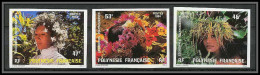 90804a Polynesie (Polynesia) N° 219/221 Couronnes Polynesiennes Fleurs Flowers Non Dentelé Imperforate ** MNH -  - Imperforates, Proofs & Errors