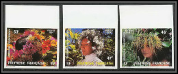 90804b Polynesie (Polynesia) N° 219/221 Couronnes Polynesiennes Fleurs Flowers Non Dentelé Imperforate ** MNH -  - Unused Stamps