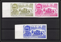 90765e Wallis Et Futuna Et Futuna N° 275 Edison Télégraphe Télégraph Essai Non Dentelé Imperf ** MNH Lot 3 Couleurs - Télécom