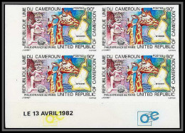 90714c Cameroun Non Dentelé Imperforate ** MNH - N° 684 Philexfrance 82 Girafe Statue Giraffe Coin Daté Bloc 4 - Briefmarkenausstellungen