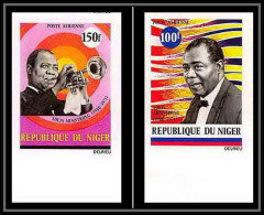 91830d Niger N° 168/169 Music Armstrong Jazz Black Musique Non Dentelé Imperf ** MNH - Cantanti