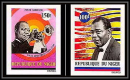 91830c Niger N° 168/169 Music Armstrong Jazz Black Musique Non Dentelé Imperf ** MNH - Music