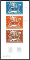 91802a Polynesie PA N° 89 Les Dieux Voyageurs 1974 Essai Proof Non Dentelé Imperf ** MNH Bande 3 Strip - Non Dentelés, épreuves & Variétés