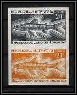 91795a Haute-Volta 198 Nannocharax Gobioides 1966 Poissons Fish Poisson Essai Proof Non Dentelé Imperf ** MNH Paire - Alto Volta (1958-1984)