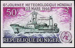 91790 Niger PA N° 55 Journee Meteorologique 1966 WHO Meteo Fregate Bateau Boat Ship Non Dentelé Imperf ** MNH - Bateaux