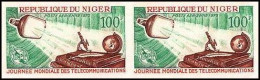 91772b Niger PA 128 Telecommunications Telecom 1970 Uit Space Non Dentelé Imperf ** MNH Paire - Niger (1960-...)