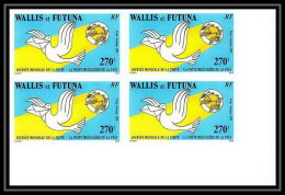 91758b Wallis Et Futuna N° 153 Upu Journee De La Poste Paix Peace Non Dentelé Imperf ** MNH Bloc 4 Colombe Dove - U.P.U.