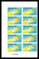 91758 Wallis Et Futuna N° 153 Upu Journee De La Poste Colombe Dove Non Dentelé Imperf ** MNH Bloc 10 Coin Daté - Imperforates, Proofs & Errors