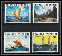 91749b Polynesie N° 111 114 Pirogues Voiliers Bateau Ship Canoe Non Dentelé Imperf ** MNH  - Imperforates, Proofs & Errors