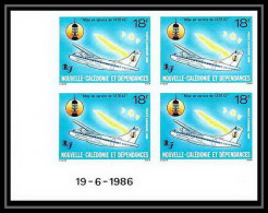 91763b Nouvelle-Calédonie N° 252 Avion Atr 42 1986 Aviation (plane Avion) Non Dentelé Imperf ** MNH Bloc 4 Coin Daté - Non Dentelés, épreuves & Variétés