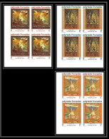 91748b Polynesie N° 303/305 Tableau Tableaux Painting Tapa 1988 Non Dentelé Imperf ** MNH Bloc 4 - Imperforates, Proofs & Errors