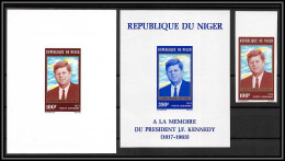 91742d Poste Aerienne PA Niger N° 222 + Bloc BF 3 Kennedy 1973 Non Dentelé Imperf ** MNH + Epreuve De Luxe Proof - Kennedy (John F.)