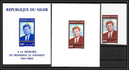 91742d Poste Aerienne PA Niger N° 222 + Bloc BF 3 Kennedy 1973 Non Dentelé Imperf ** MNH + Epreuve De Luxe Proof - Kennedy (John F.)