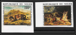 91738b Niger PA N° 215/216 Delacroix Tiger Tigre Lion Lionne Tableau Tableaux Painting Non Dentelé Imperf ** MNH - Félins