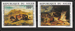 91738a Niger PA N° 215/216 Delacroix Tiger Tigre Lion Lionne Tableau Tableaux Painting Non Dentelé Imperf ** MNH - Autres & Non Classés