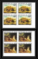 91738f Niger PA N° 215 216 Tableau Painting Delacroix Tiger Tiger Lion Lionne Non Dentelé Imperf Bloc 4 - Roofkatten