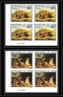 91738e Niger PA N° 215 216 Tableau Painting Delacroix Tiger Tiger Lion Lionne Non Dentelé Imperf Bloc 4 Coin Daté - Other & Unclassified