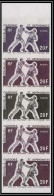 92358 Nouvelle-Calédonie N°362 Boxe Boxing Jeu Du Pacific Sud 1969 Essai Proof Non Dentelé Imperf ** MNH Bande 5 Strip - Boksen