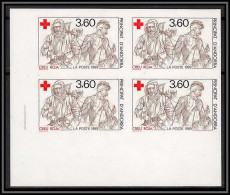 92352 Andorre (Andorra) N°380 Croix Rouge (red Cross) Non Dentelé Imperf ** MNH Bloc 4 COTE 110 - Rode Kruis