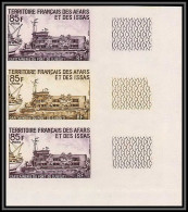 92343 Afars Et Issas N°350 Capitainerie Du Port Djibouti Essai Proof Non Dentelé Imperf ** MNH Bande 3 Strip Multicolore - Unused Stamps