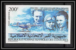 92223 Comores Poste Aérienne PA N°182 Traversee Atlantique Sud Mermoz 1980 Aviation Non Dentelé Imperf ** MNH Comoros  - Airplanes