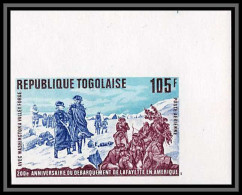 92218 Togo N°332 Débarquement De Lafayette En Amerique USA Non Dentelé Imperf ** MNH Coin De Feuille - Us Independence