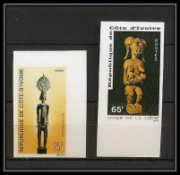 92148 Cote D'ivoire Ivory N°398 Et 400 Statues Non Dentelé Imperf ** MNH - Ivoorkust (1960-...)